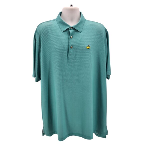 Masters Peter Millar Mens XXL Polo Shirt 2017 Green Geometric Logo Stretch Golf - Picture 10 of 10